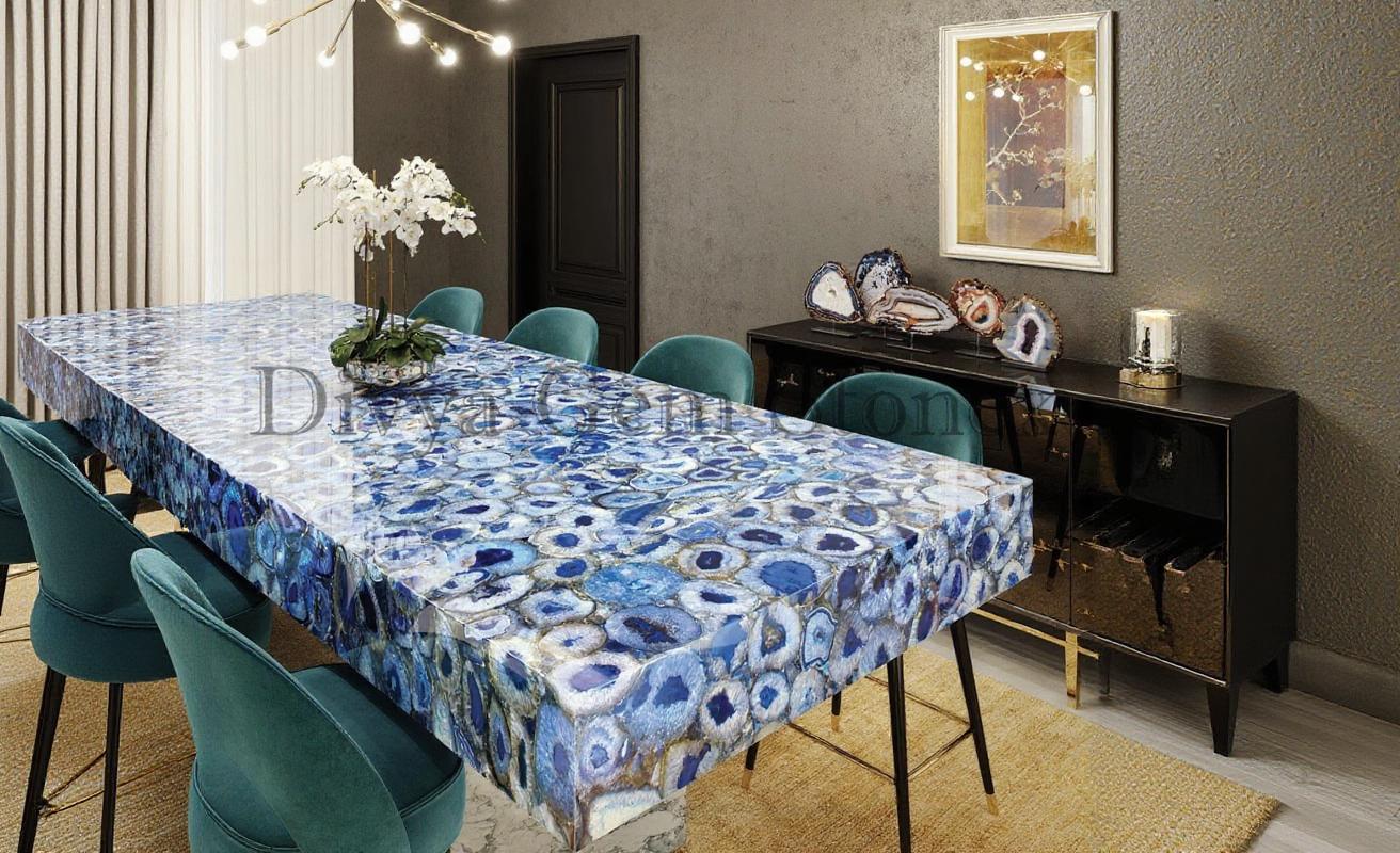 BLUE AGATE DINING TABLE TOP